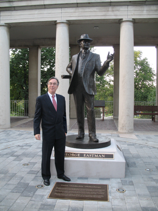 Marc Mellon and George Eastman sculpture