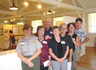 Suzanne Norris, Education Specialist Roosevelt National Historic Sites; Paula Nelson, WSA Historian and former Director; John Kleinhans, Photograph reproductions; Carol Davis, Board Member and Volunteer; Nancy Campbell, Director WSA and Exhibit Visionary; Kate McGloughlin, WSA Board President; Frank Futral, Curator for Historic Parks & Exhibit