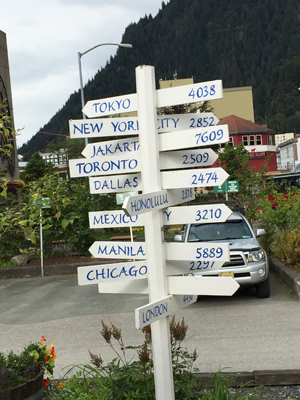 Signposts from downtown Juneau Alaska