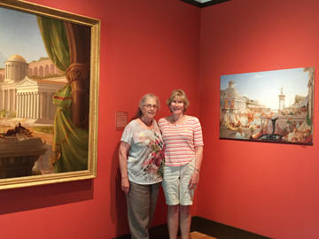 Cornelia Seckel and Heidi Robertshon at the Cole exhibit Architectural Projects at the Thomas Cole house in Catskill, NY