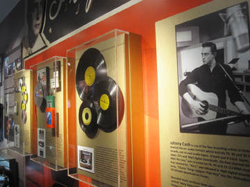 Golden records displayed at the Johnny Cash Museum
