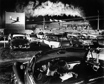 Hotshot Eastbound (1956), taken at the drive-in theater in Iaeger, West Virginia, was used in Link's book Steam, Steel & Stars. This is one of Link's best-known photograph
