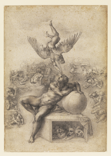 Michelangelo Buonarroti (1475–1564) The Dream (Il Sogno), c. 1533 Black chalk