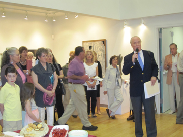 Reception of the Art League of Long Island and Crafts Guild of LI. Cornelia Seckel far left; Thomas L. Stacy ALLI Exec. Dir addresses the group