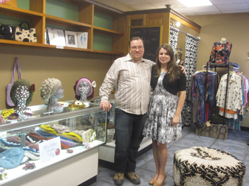 The fabric artists and Robin Darmstadt in the shop at the Cornell Street Studios. 