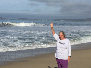 Cornelia Seckel on the beach in Los Angeles