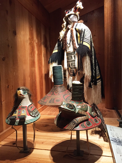 Display of Tlinget ceremonial hat and robe