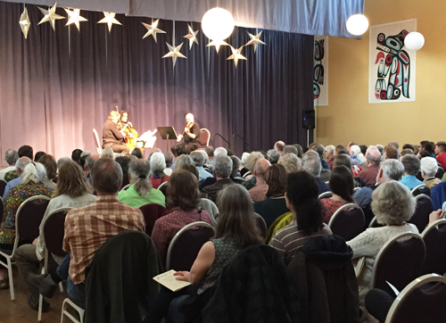 Zuill Bailey, cello (artistic director of the Sitka Music Festival); Scott Rawls, viola; and Kurk Nikkannen, violin played at An Evening of Beethoven at the Juneau Arts and Humanities Council.