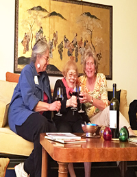 Cornelia, Muriel and Heidi, a farewell toast