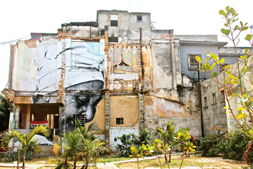 Old Woman photo mural by JR, Havana, Cuba