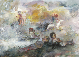 Eugene LudinsPastoral, 1965, Oil on canvas, 40 x 55 in.,  Estate of Eugene Ludins