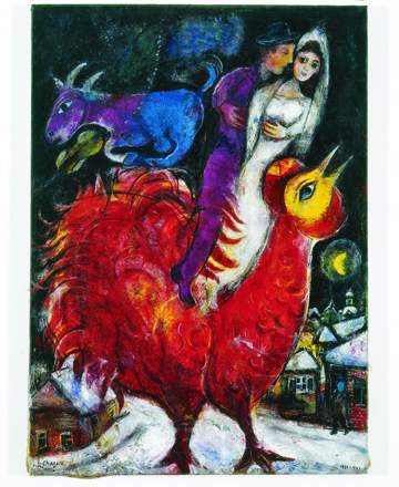 Marc Chagall, The Bride and Groom on Cock