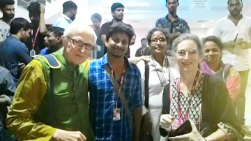 (L to R) John Van Sickle, the actor Mustafa, artist Sajitha Shankhar, and Gail Levin at the IFFK, December 2015