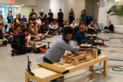 Tarek Atoui: Organ Within, Solomon R. Guggenheim Museum, New York, June 27, 2019.  Performer: C. Spencer Yeh. 