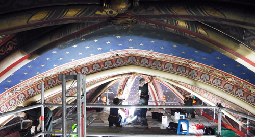 Conservators at work in the choir