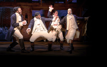 “Hamilton” (original cast), starring Renée Elise Goldsberry, Lin-Manuel Miranda, and Phillipa Soo. Photo by Joan Marcus.